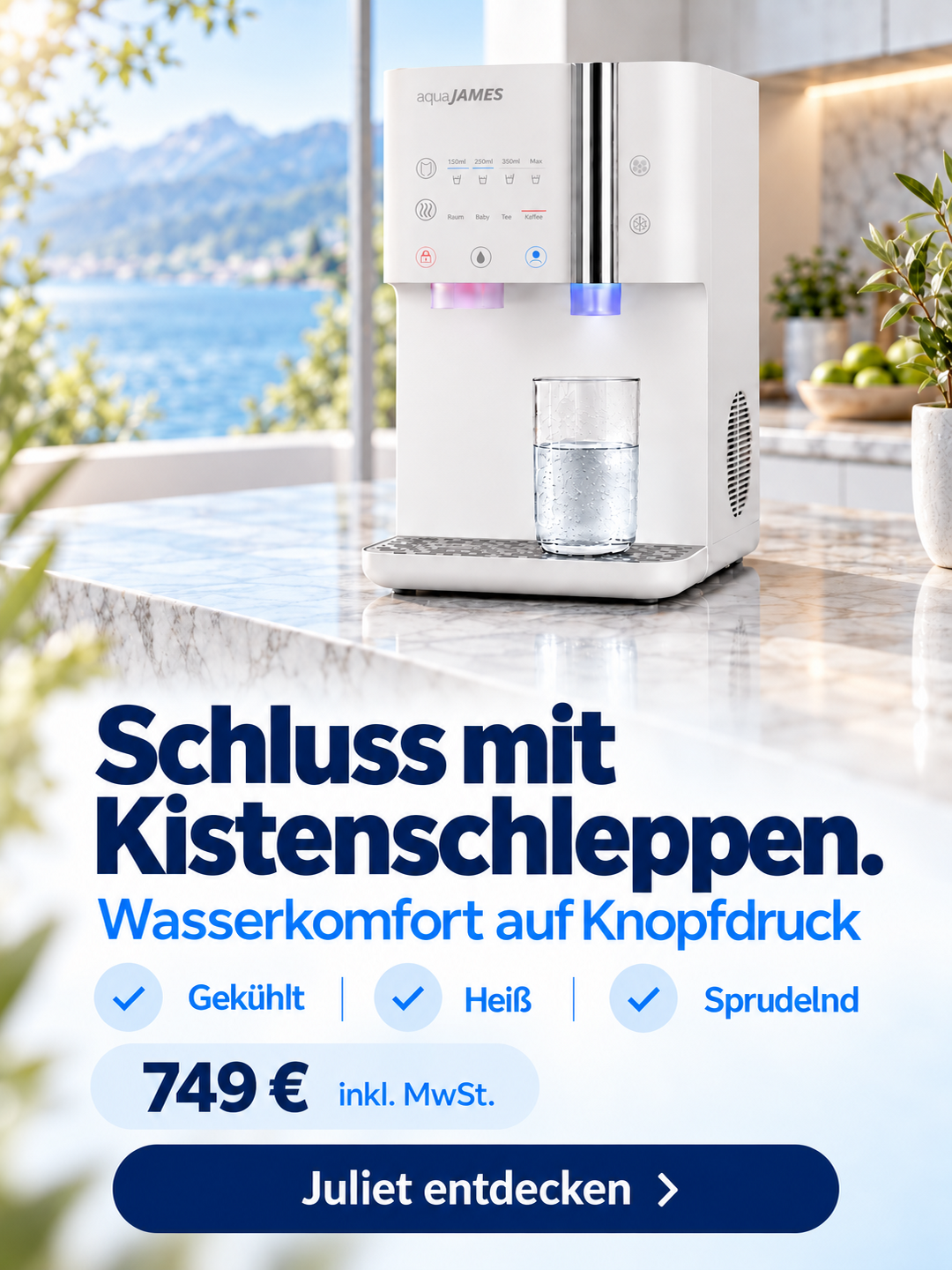 aquaJAMES Juliet Osmoseanlage für gekühltes, heißes und sprudelndes Wasser