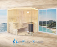 Finnische Massivholz Sauna-Kabine aus 40mm Fichte mit...