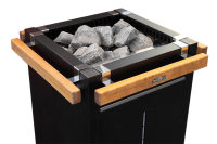 Harvia Solide Design Massivholz Sauna Kabine aus 49mm Fichte mit ESG-Glasfront und Harvia Technik