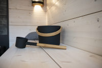 Harvia Sauna-Zubeh&ouml;rset schwarz Stahl matt mit Holzgriff Modell: SAC10111 2-teilig