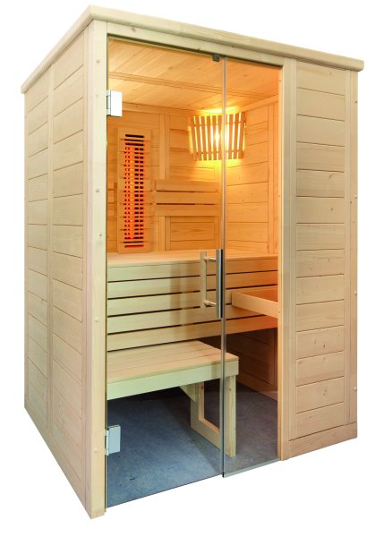 Massivsauna Sauna-Infra-Kombi Alaska Mini Infra+ ohne Saunaofen Größe: 1600 x 1100 x 2040 mm