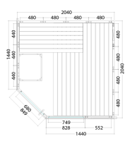 Massivsauna Alaska Corner ohne Saunaofen Gr&ouml;&szlig;e: 2060 x 2060 x 2040 mm