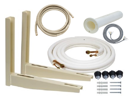 Installation Set für Klimaanlage 3m CU-Leitungen Wandhalter Schwingungsdämpfer