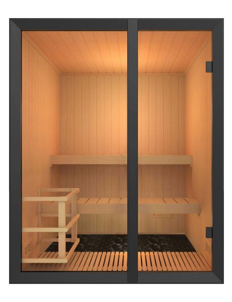 Sauna Kabine sentiotec - Onni 1,60m x 1,60m x 2,00m Elementkabine aus Abachi